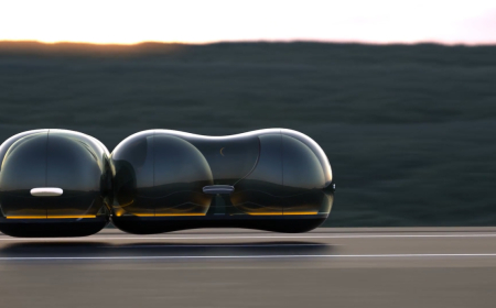 O carro mais futurista do mundo HOVA GO NÃO tem rodas - cápsulas de vidro extensíveis flutuam sobre a estrada e para dentro da sua garagem